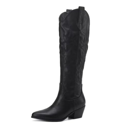 CIERWS Women's Embroidered Western Knee High Cowboy Boots