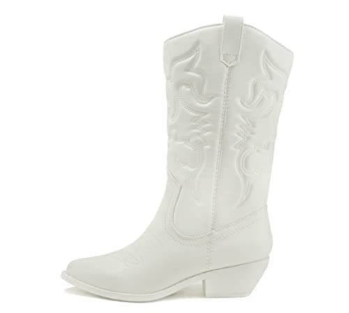Women's Western Cowboy Stitched Pointed Toe Ankle Boot - Soda RENO