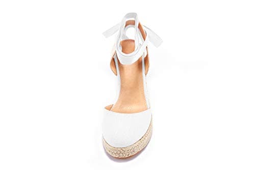 Nailyhome Women's Espadrille Wedge Sandals Ankle Wrap Shoes