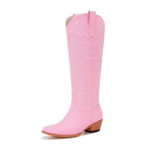Classic Embroidered ZXHYZLZ Cowgirl Boots for Women Knee High 2" Heel