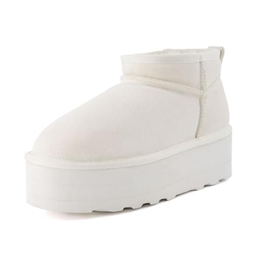 CUSHIONAIRE Hippy Women’s Cozy Suede Platform Ankle Boots with Faux Fur Lining - Comfortable Slip-Ons in Wide Widths