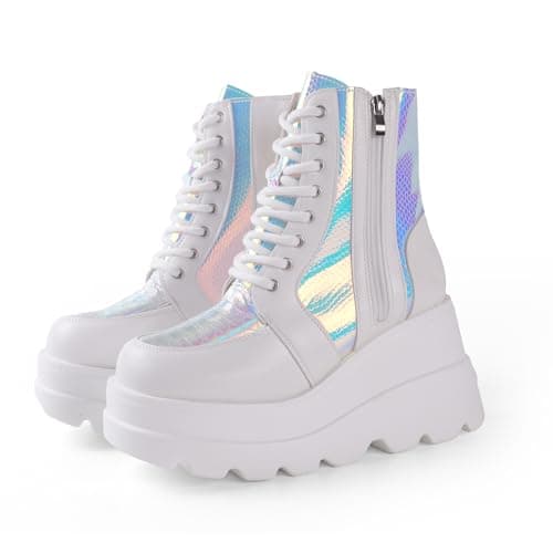 Gothniero Holographic Chunky Heel Ankle Boots US5.5-11