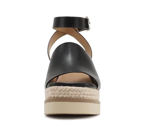 Stella Women's Square Peep Toe Platform Espadrille Wedge Sandals with Ankle Strap