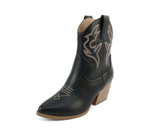 BLAZING Women's Western Bootie Pointe Toe Low Heel (Wide Fit Available)