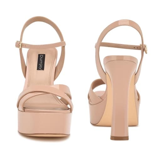 Dumjey Women's Prom Party High Heel Platform Sandals with Ankle Strap