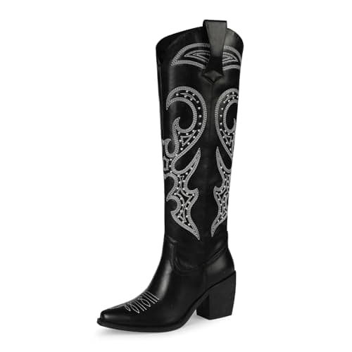 Wetkiss Women's Knee-High Rhinestone Western Boots