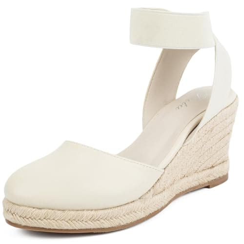 Elastic Ankle Strap Putu Espadrille Wedge Sandals for Women