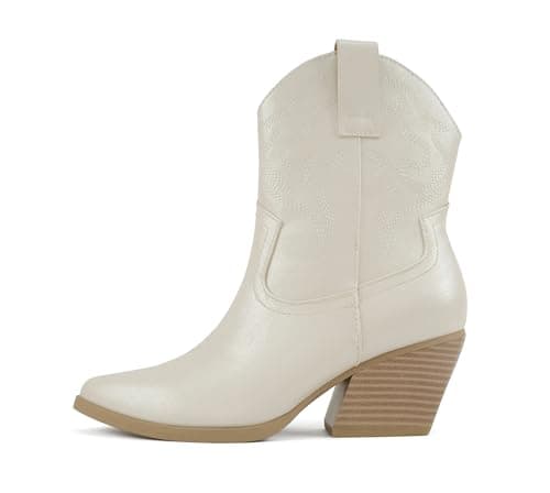 BLAZING Women's Western Bootie Pointe Toe Low Heel (Wide Fit Available)