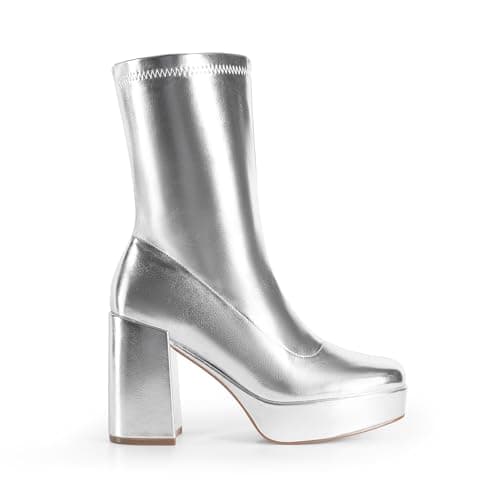 DREAM PAIRS Women's Chunky Block Heel Mid Calf Gogo Boots
