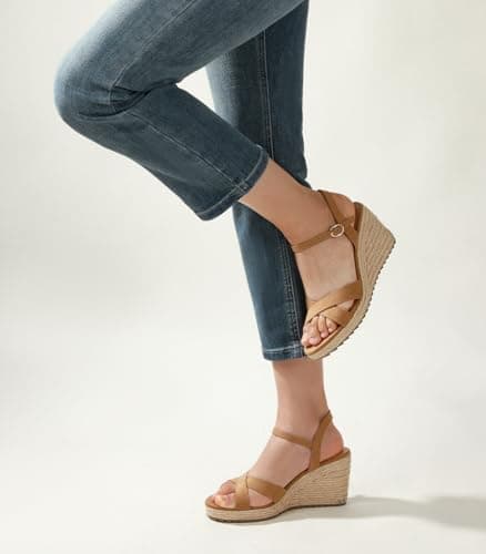 Ankis Espadrille Women's Wedge Sandals, Comfortable Open Toe Heel for Summer Dressy High Heel Ankle Strap -3.4 Inch