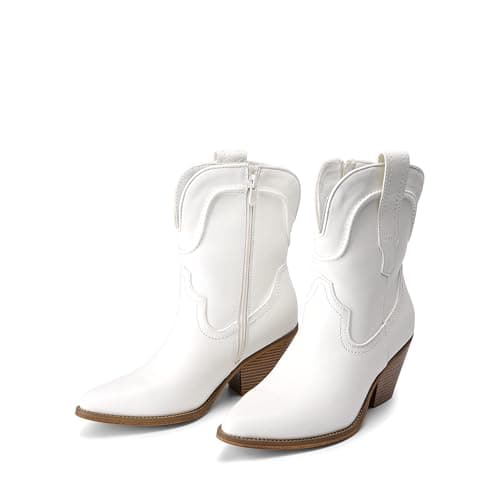 Dream Pairs Women's Western Ankle Boots Cowgirl Cowboy Heel Pointed Toe