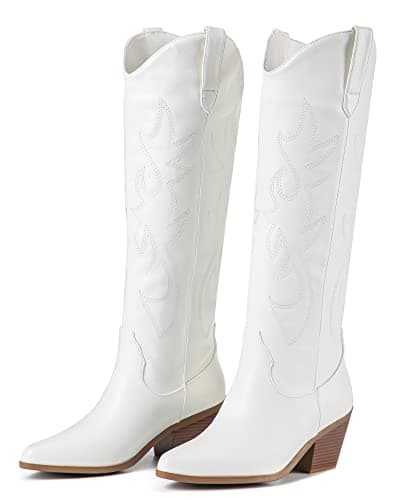 Classic Embroidered ZXHYZLZ Cowgirl Boots for Women Knee High 2" Heel