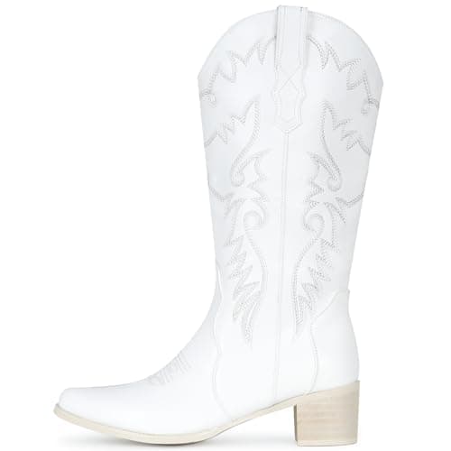 IXU Women's Pointy Toe Mid Calf Western Cowgirl Boots