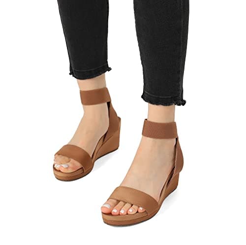 Dream Pairs Women's Comfortable Elastic Ankle Strap Platform Wedge Sandals