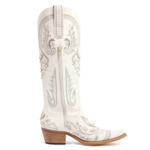 Western Embroidered Rhinestone Knee High Cowboy Boots for Women