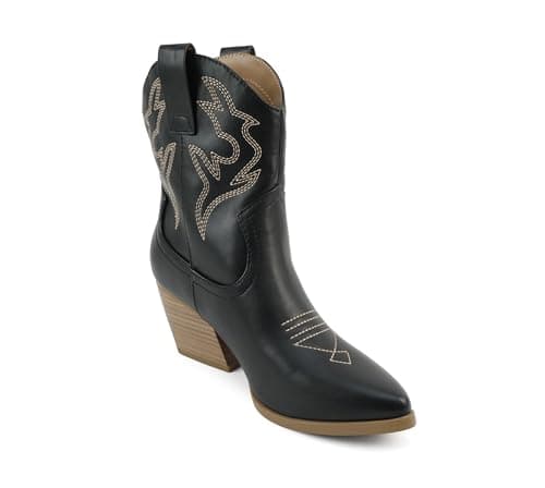 BLAZING Women's Western Bootie Pointe Toe Low Heel (Wide Fit Available)