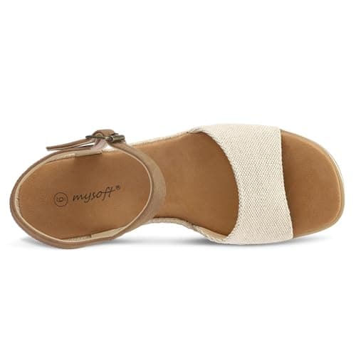 mysoft Women's Espadrille Wedge Sandals with EVA Sole and Ankle Strap Buckle