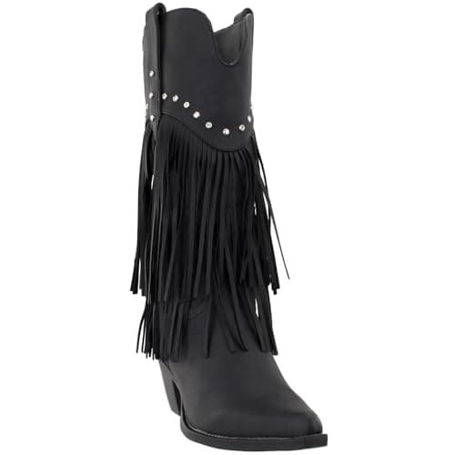 Roper Women's Studded Pointed Toe Casual Boots - Mid Calf, Black, 1-2" Heel