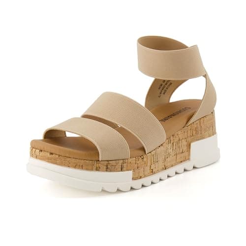 CUSHIONAIRE Women's Naomi Cork Wedge Sandal (Wide Widths Available)