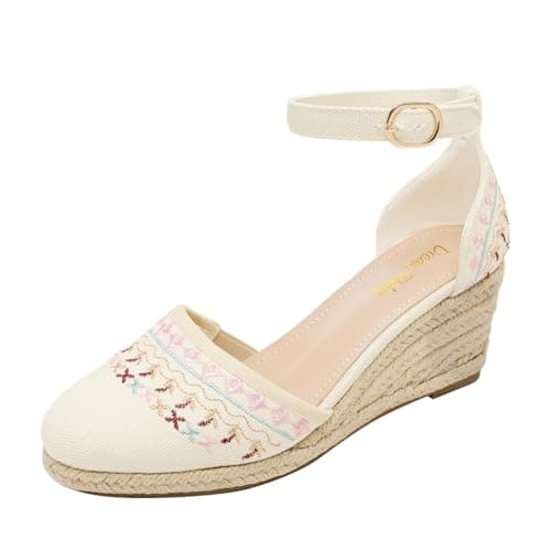 Dream Pairs Women's Ankle Strap Platform Wedge Espadrilles