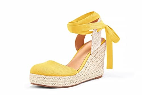 Nailyhome Women's Espadrille Wedge Sandals Ankle Wrap Shoes