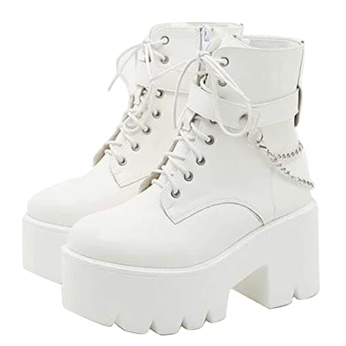 Studded Platform Combat Ankle Booties for Women in Mid Calf