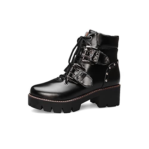 Women's Black Lace up Goth Platform Boots for Cosplay Fashion Punk Style.