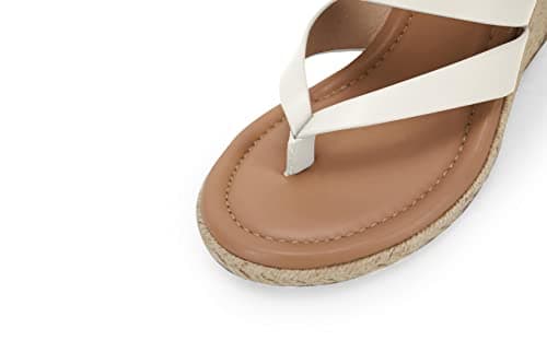 Coutgo Women's Espadrille Wedge Sandals Leather Strap Slides Summer Casual