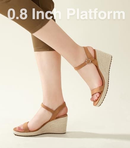 Ankis Platform Wedge Sandals for Women, Black & Brown Espadrilles