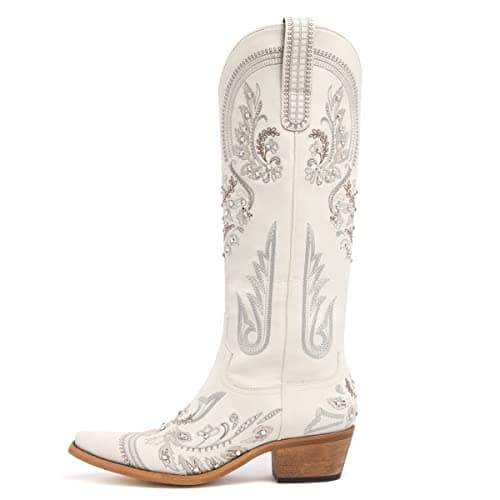 Western Embroidered Rhinestone Knee High Cowboy Boots for Women