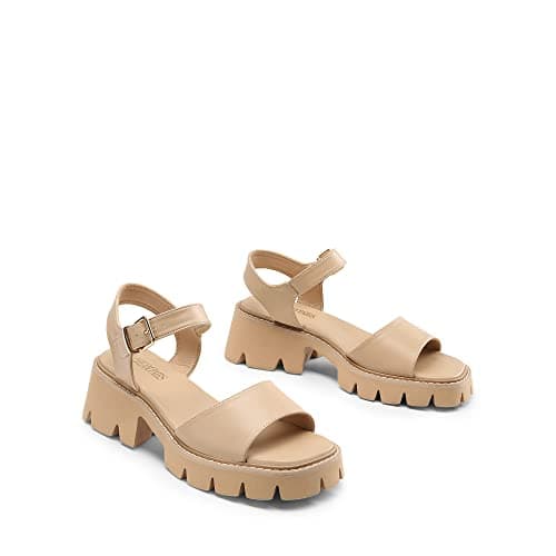 Dream Pairs Women's SDHS2316W Ankle Strap Chunky Block Heels Sandals Size 7 NuDE