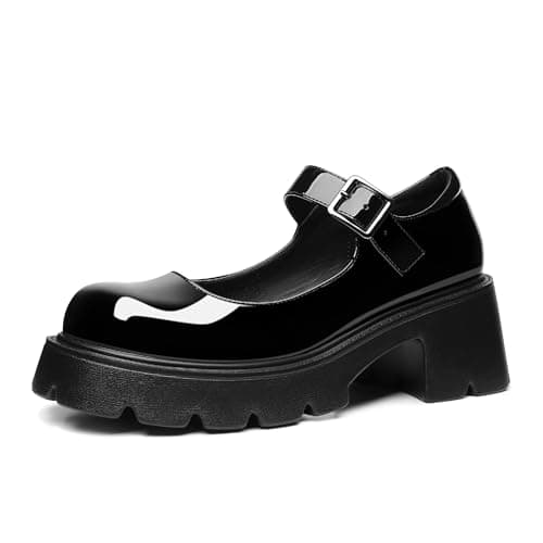 AOSPHIRAYLIAN Women's Pink Ankle Strap Platform Mary Janes