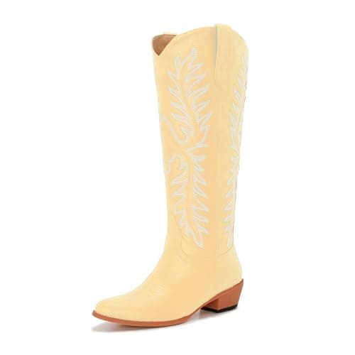 Classic Embroidered ZXHYZLZ Cowgirl Boots for Women Knee High 2" Heel