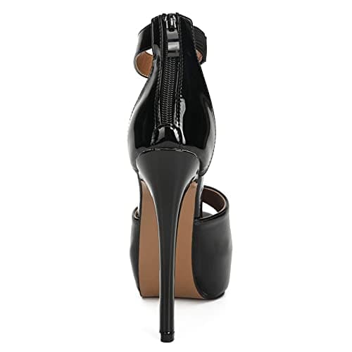 Enelauge Women's Peep-Toe Buckle Platform Stiletto Wedding Party Heels