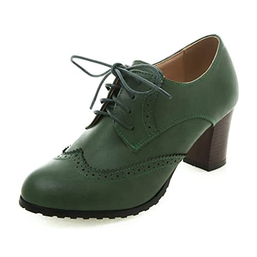 Mikarka Women's Vintage Chunky Heel Brogued Oxford Shoes