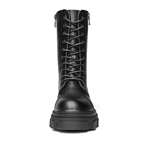 Women's Lace Up Combat Boots with Chunky Platform Sole