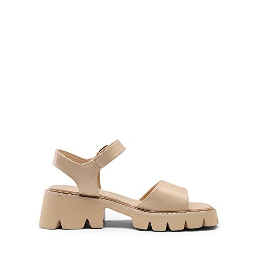 Dream Pairs Women's SDHS2316W Ankle Strap Chunky Block Heels Sandals Size 7 NuDE
