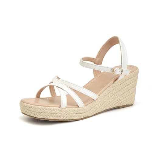Dressy Strappy Espadrille Wedge Sandals for Women with Cushioned Insole