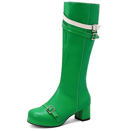 VOMIRA Women's Knee High Platform GoGo Boots with Chunky Heels
