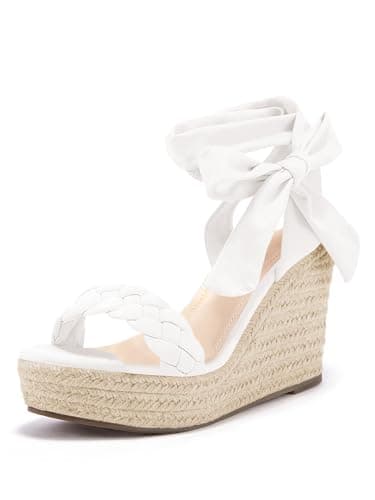 Syktkmx Women's Braided Wedge Espadrille Sandals