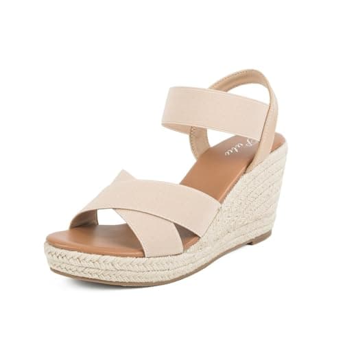 Putu Women's Elastic Ankle Strap Wedge Sandals