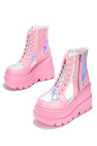 BORAMAX Women's Chunky Platform Mid-Calf Zip Booties