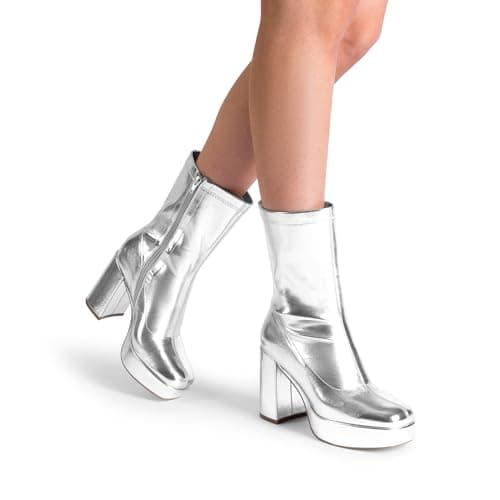 DREAM PAIRS Women's Chunky Block Heel Mid Calf Gogo Boots