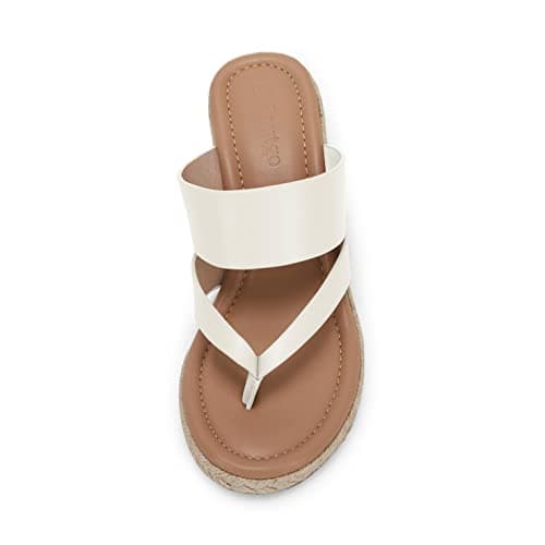 Coutgo Women's Espadrille Wedge Sandals Leather Strap Slides Summer Casual