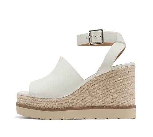 Stella Women's Square Peep Toe Platform Espadrille Wedge Sandals with Ankle Strap
