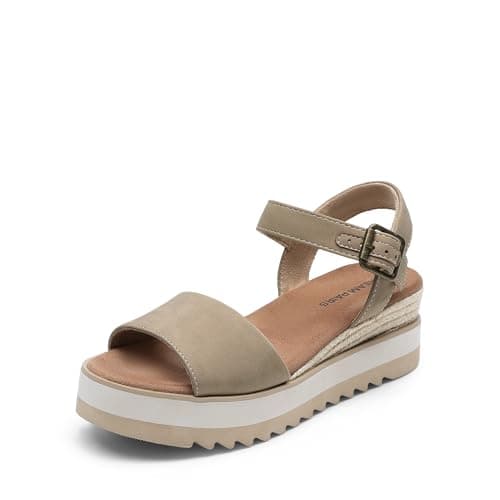 Dream Pairs Women's Open Toe Buckle Ankle Strap Espadrille Platform Wedge Sandals