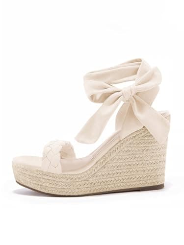Syktkmx Women's Braided Wedge Espadrille Sandals