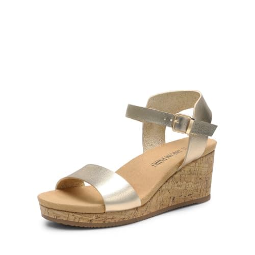 Dream Pairs Women's Open Toe Buckle Ankle Strap Platform Wedge Sandals
