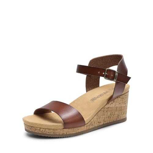 Dream Pairs Women's Open Toe Buckle Ankle Strap Platform Wedge Sandals
