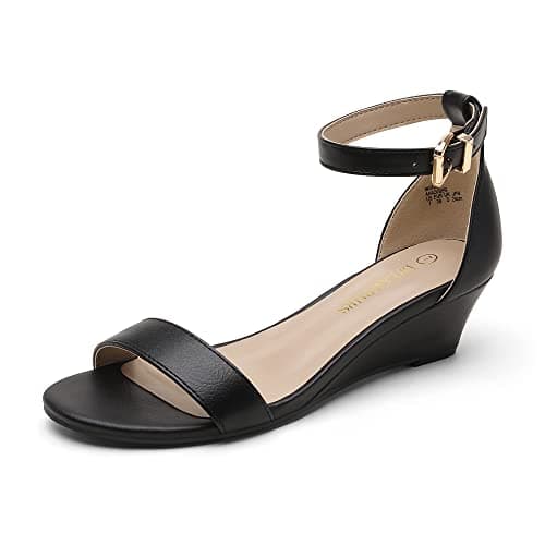 Dream Pairs Women's Ingrid Ankle Strap Low Wedge Sandal
